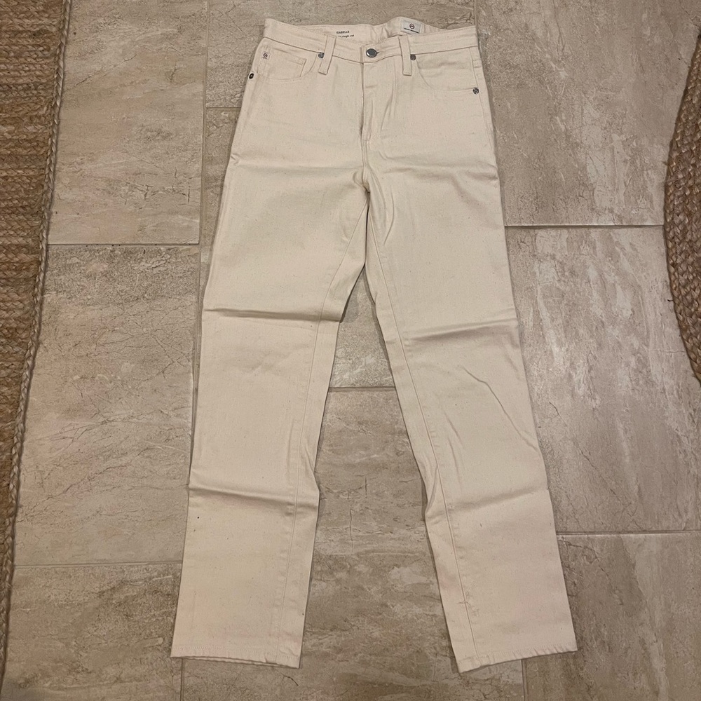 AG high-rise straight crop khaki color pant